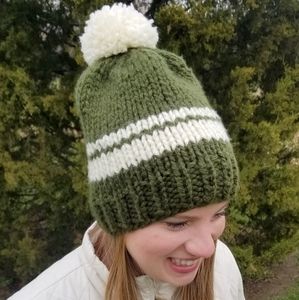 Shamrock Stripe Green Knit Beanie, White Stripes